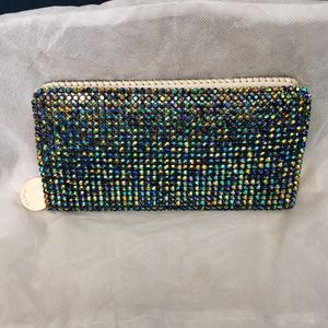 Deux Lux crystal rhinestone zip wallet clutch♡